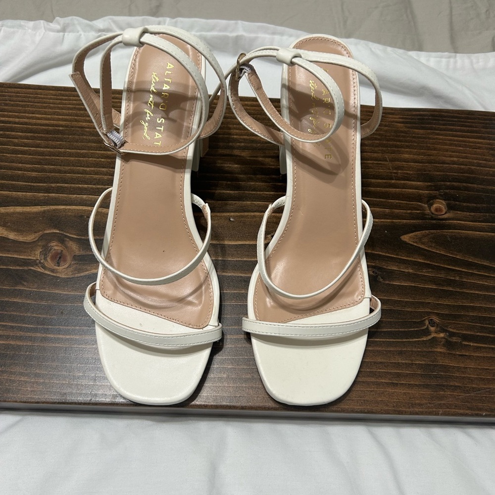 Altar'd State Cream Strappy Sandals block heel size 10